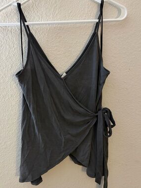 Sienna Sky Charcoal Wrap Tank with Side Tie